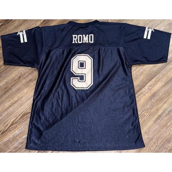 NFL Blue Dallas Cowboys V Neck Jersey Romo #9 Football Sports Shirt Kid Large - Picture 12 of 13